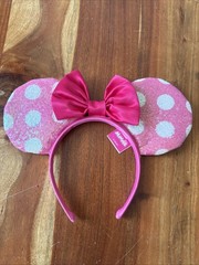 Disney Minnie Mouse Light Weight Ears Headband Pink Polka Dot Pink Bow
