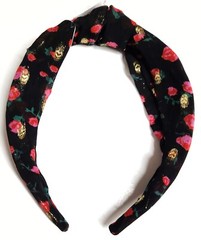 J.Crew Factory Floral Knotted Headband Black Regal Rose Fest Multi One Size NWT