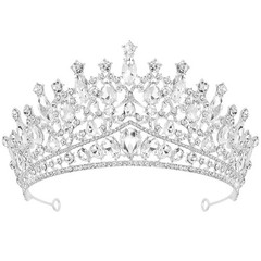 CAVETEE Birthday Crowns for Girls, Silver Tiaras and Women