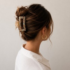 4pcs Set Classic Hair Acetate Hair Claw Clip – Cream, Tortoise, Multicolor Set