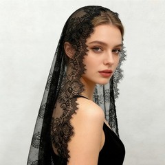 Lightweight Breathable Lace Veil With Fine Detailing For Comfortable Wear