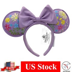 US Stock Disney-Parks Mickey Anniversary Purple Flower Headband Mouse Ears 2023