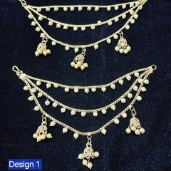 Handmade Kaan Chain,gold-toned Sahare,Multi Layer Sahare,Transparent EarChain