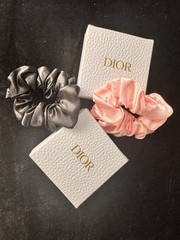 Christian DIOR Beauté Satin Hair Scrunchie Pink/Black w/original BOX