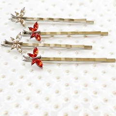 Orange & Light Brown Dragonfly Hair Pin, Hair Pins For Woman, Womens Hair Clip,