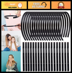 36 Pcs Black Plastic Headbands with Teeth Comb, 9mm Thin Hair Bands for Women &