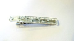 Small 2 inch super slim clear silver speckled alligator hair clip fine thin hair