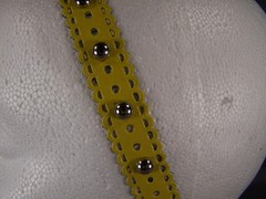 Yellow faux leather rivet grommet ball stud headband stretch elastic studded