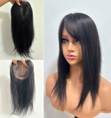 5″x5″ Cap 100% Human Hair Toppers Flat/Side Bang for Women Clip in. 8″~16″