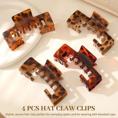 4 PCS Hat Claw Clip for Women, 5 Inch 1 Count (Pack of 4), Tortoise Shell