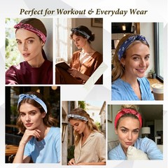 Boho Bow Headbands for Women, 6 Pack Elastic Knotted Hair Band Fashion Paisley P