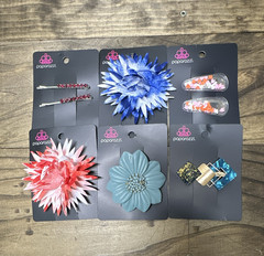 Paparazzi Hair Clip Lot Flower Floral Rhinestone Accents Multicolor