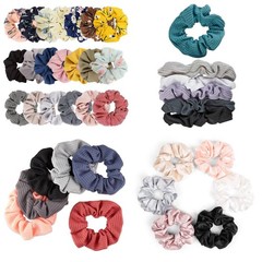 25 Pack Multi-Color Variety of Colors and Patterns Scrunchies Hair Bands