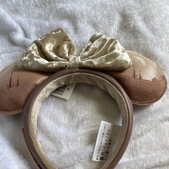 Disney Star Wars Minnie Mouse Ears Headband Gold/Brown Bow Padded Faux Leather