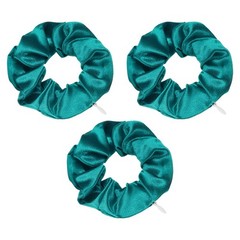 3pcs Silk Satin Scrunchies with Zipper Pocket Elastic Hair Bands Dark Green