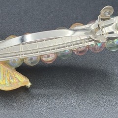 Iridescent Acrylic Flower Hair Barrette Pastel Plastic Bead French Clip Vintage