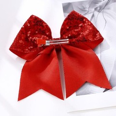 Large 7 Inch Christmas Red Glitter Bow Clip Sequin Bling Party Hair Accessories