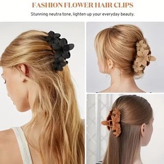 4PCS Large Flower Hair Claw Clips Non-Slip Matte Strong Hold for Thick Hair