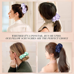 3Pcs Satin Hair Scrunchies, Large Sleepy Hair Tie Navy Blue Scrunchie for Thick