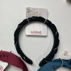 3-pack Scunci Satin Headband with Gemstone Embellishments Black Teal Burgundy