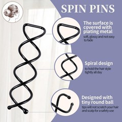 50PCS Spiral Hair Pins, Spin Pins Non-Scratch Round Tips, Twist Screw Hair Pin f