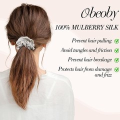 4 Pack 100% Mulberry Silk Hair Scrunchies Silk Hair Ties for Hair No Damage