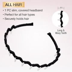 Black Hairband for All Hair Types All Day Hold Comfortable Stylish Accessory
