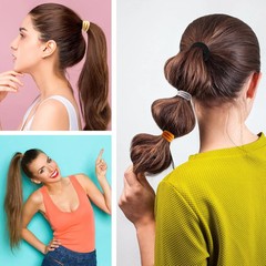 Black Hair Ties No Damage 180Pcs Ouchless Elastic Hair Bands Ponytail Holders Ru