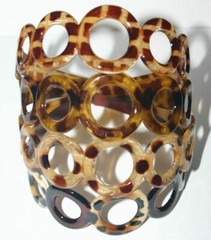 Navarro Headband Circle Women Cut Out Ruffle Brown Spotted Print Made in France