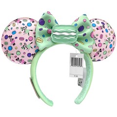 Paris City Disney`Park Minnie Ear Loungefly Scented Macaroon Pink Green Headband