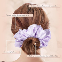 3Pcs Satin Hair Scrunchies, Large Sleepy Hair Tie Navy Blue Scrunchie for Thick