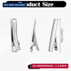 150 Pcs Alligator Hair Clips, 1.26 Inch/ 3.2 cm Silver Metal Hair Bow Clips Flat