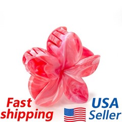 Pink Marble Flower Hair Claw Clip Large Glossy Daisy Hair Accessory for Women