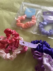 Set Of 12 Solid Color Hair Scrunchies Hair Ties Multicolor Bright Satin Summer
