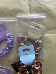 Set Of 12 Solid Color Hair Scrunchies Hair Ties Multicolor Bright Satin Summer