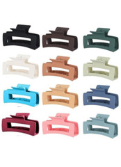 12pc Hair clips 3.5 Inch Large Hair Claw Clips Rectangular 12 colors