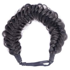 Messy Wide 2 Strands Synthetic Braided Headband Classic Chunky Natural Black