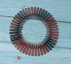4 Pcs Circular Stretch Comb Plastic Black Brown Circle Spring Headband Flexib…