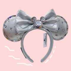 100th Anniversary Disney Ears Headband Silver Bow Women Girls Minnie Mouse