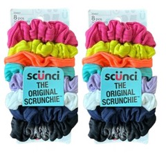 LOT OF 2 SCUNCI The Original Scrunchie SET OF 16 Small Ribbed Hairbands – MULTI