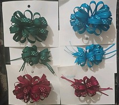Hair Bow Spring Clip Barrettes Lot of 6 set # 1