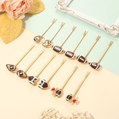 6/8 Pairs Game Day Hair Clips for Women Football Baseball Hairpins Gold