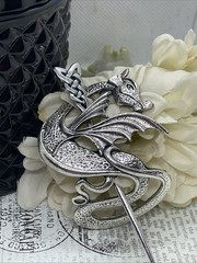 Celtic Dragon Bun Holder Viking Wedding WEDDING Hair Stick Pin Barrette Norse