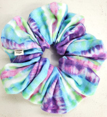 Handmade Women’s Scrunchies XL Purple Cotton Snuggle Flannel Tie Dye Print New