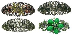 Set of 4 Large Oval Opal Beads Metal Barrettes for Women Thick Hair NM86010-1-4