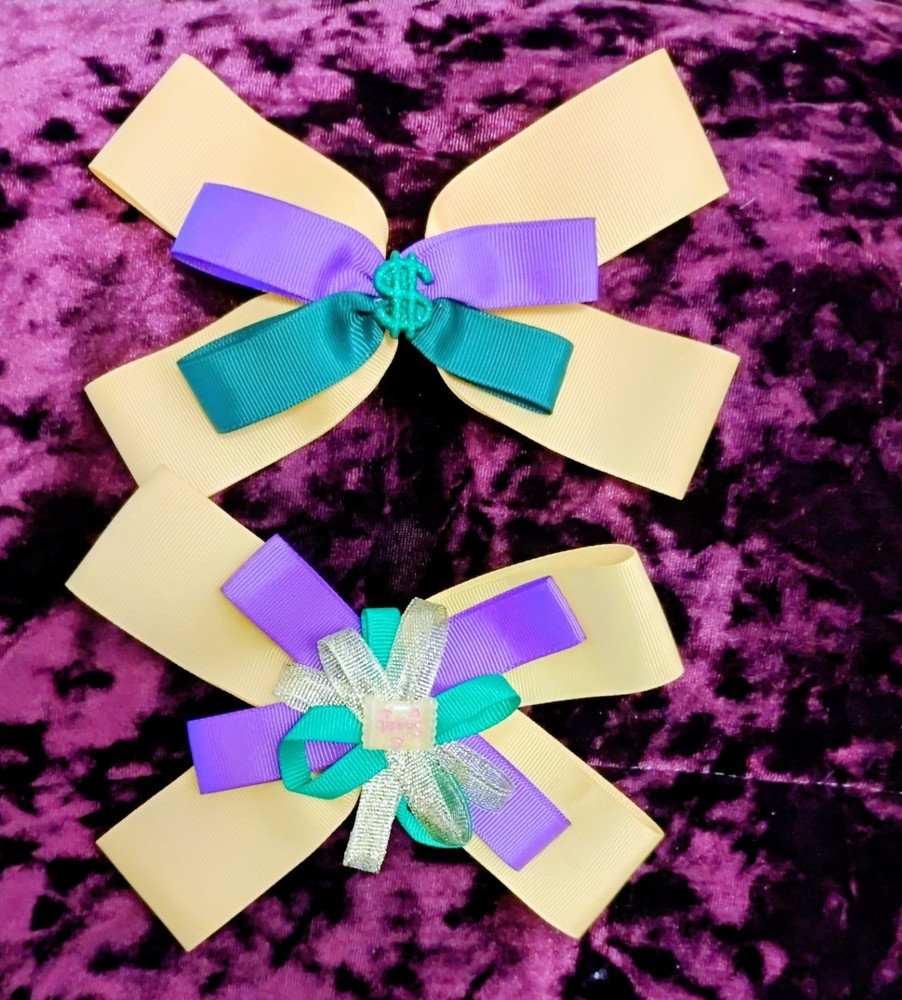 Colorful Solid Fabric Hair Bow Set Purple Green Beige Casual Women Teens