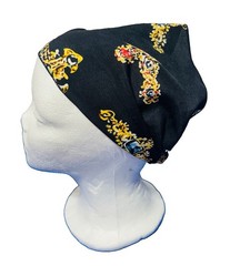 Y2K 2000s Latina Latinx Style Jeweled Cross Printed Black Cotton Headband