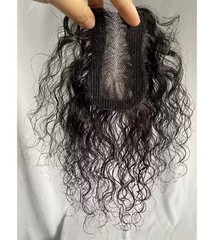2.75×4.3″Fashion Wavy 100% Human Hair Topper 10″-hook and loop on Hair 10″