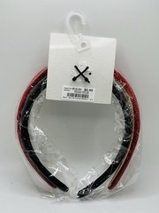 Natasha Couture 2 Pack Red & Black Rhinestone Headband Set 7.5x6x0.5” Padded NWT