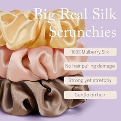 Silk Scrunchies Oversized 100% Mulberry: Large 1 Count (Pack of 2) Floral 31